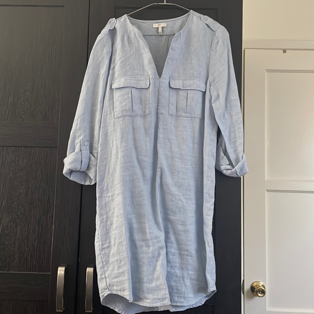 Joie - Blue linen dress with utility pockets